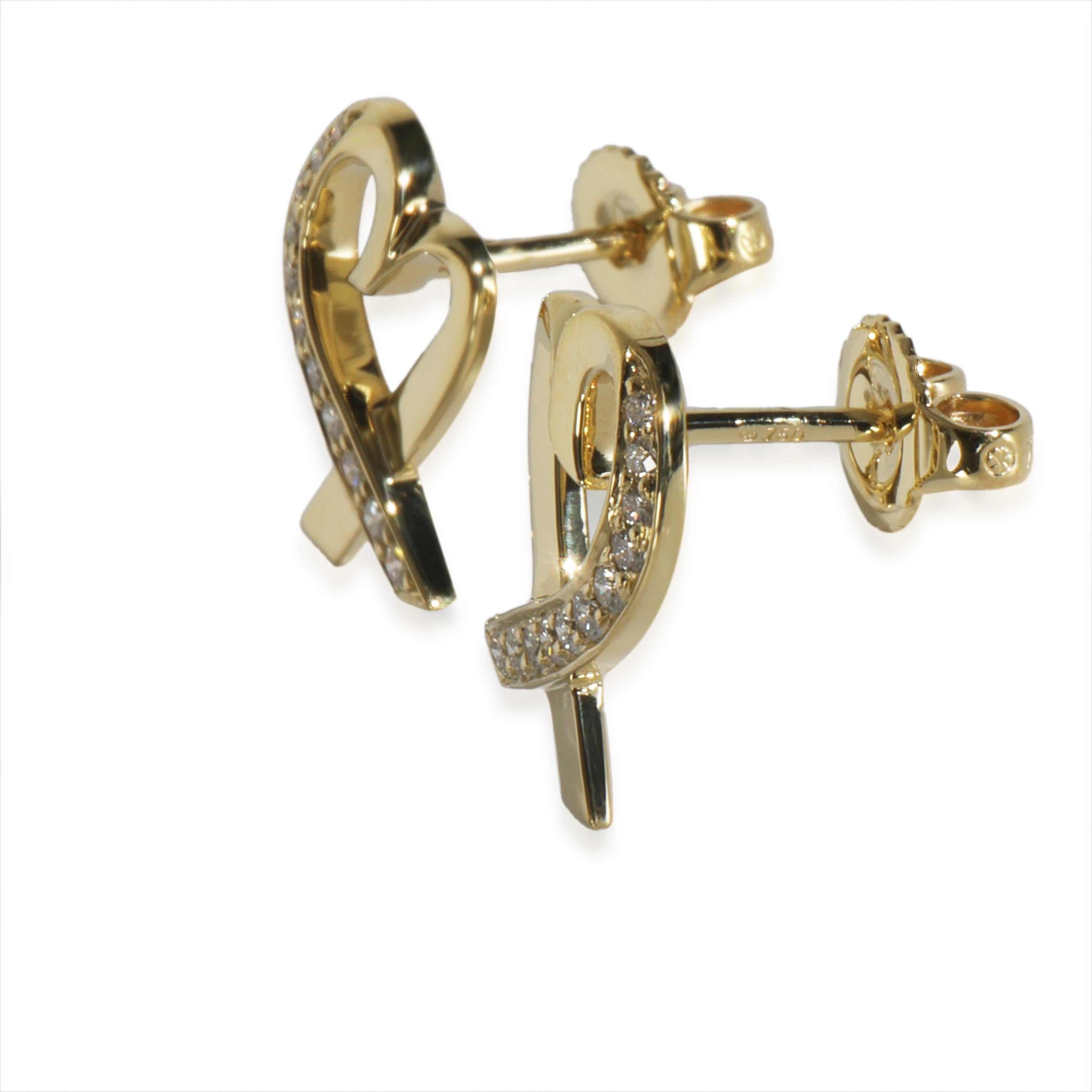 Tiffany & Co. Boucles d'oreilles en or jaune avec diamants Paloma Picasso Loving Heart Excellent état - En vente à New York, NY