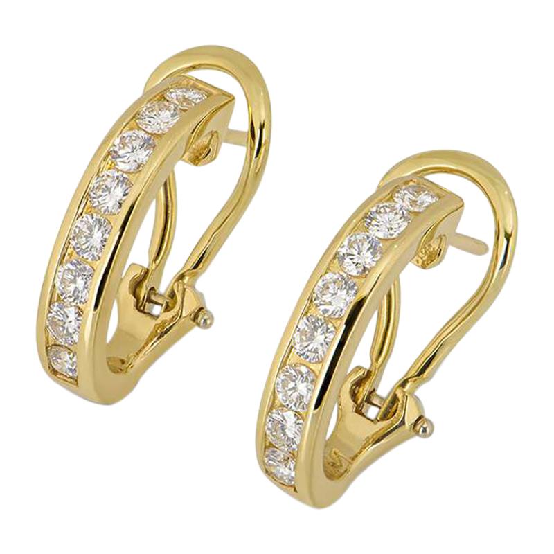 Tiffany & Co. Yellow Gold Diamond Set Hoop Earrings