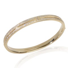 Tiffany & Co. Yellow Gold Diamond Tiffany T Hinged Bangle Bracelet