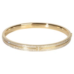 Tiffany & Co. Yellow Gold Diamond Tiffany T Hinged Bangle Bracelet