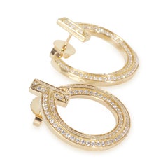 Tiffany & Co. Yellow Gold Diamond Tiffany T T1 Open Hoop Earrings