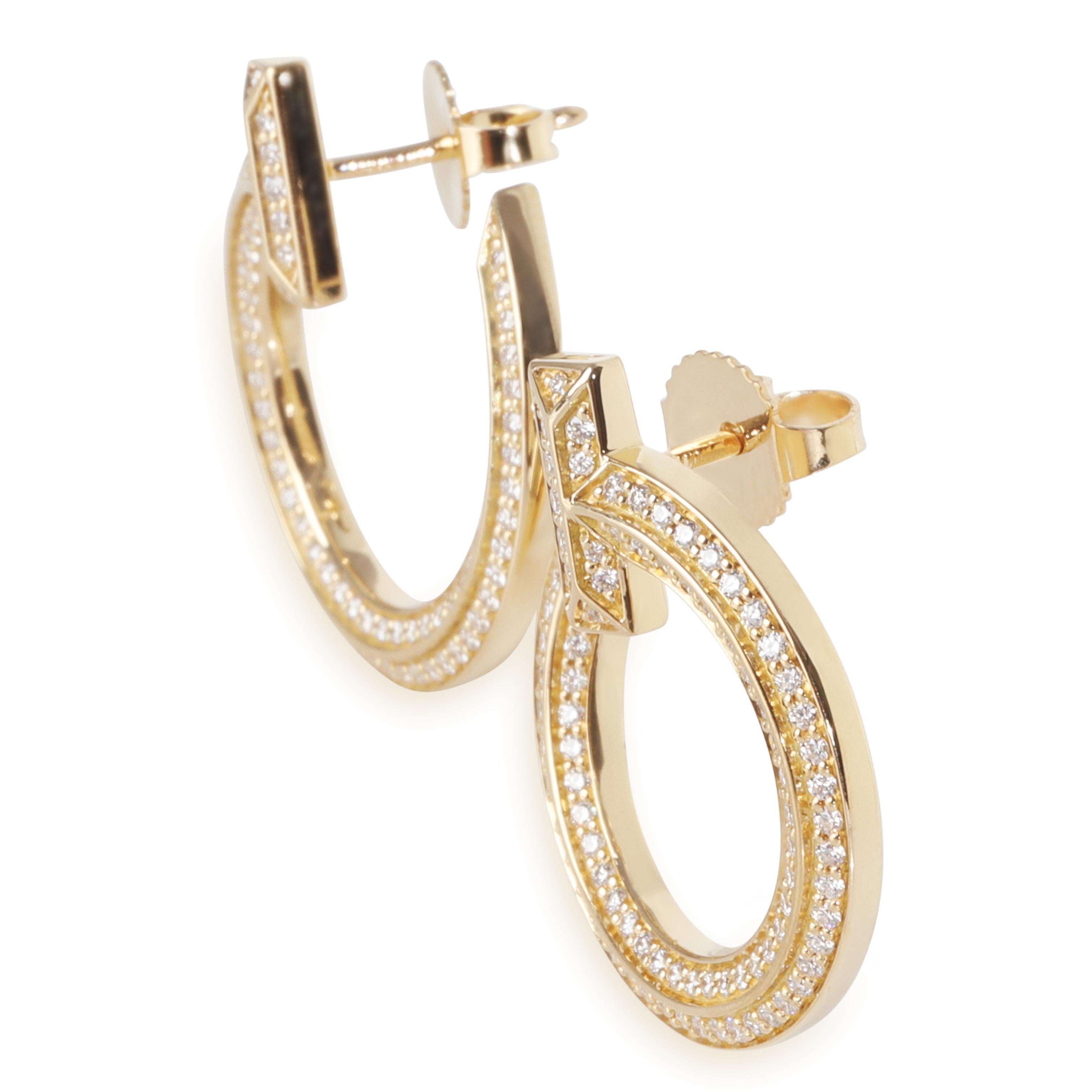 Tiffany & Co. Boucles d'oreilles ouvertes en or jaune avec diamants Tiffany T T1 Unisexe en vente