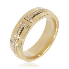 Tiffany & Co. Yellow Gold Diamond Tiffany T Wide Ring