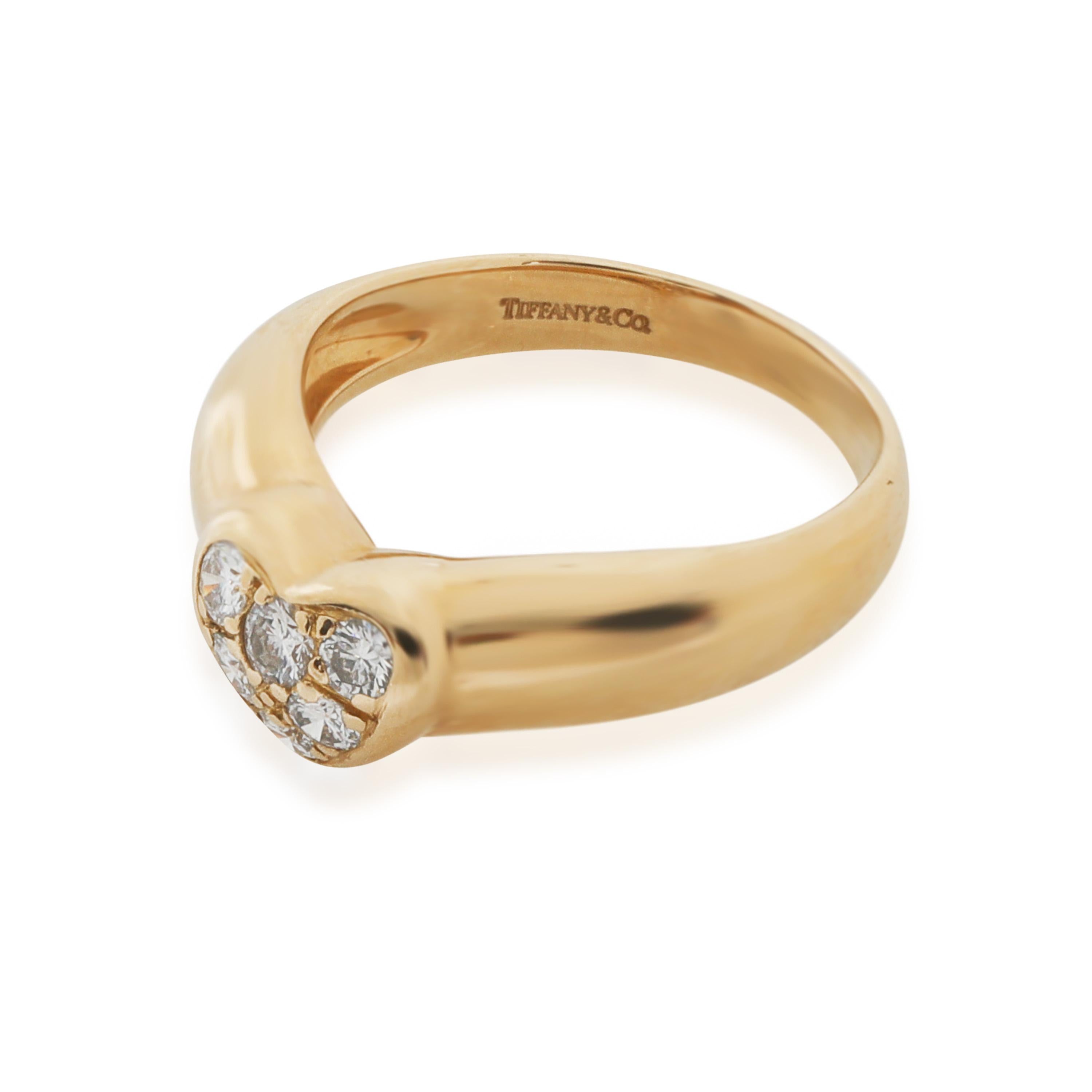 Tiffany & Co. Yellow Gold Diamond Vintage Heart Ring In Excellent Condition For Sale In New York, NY