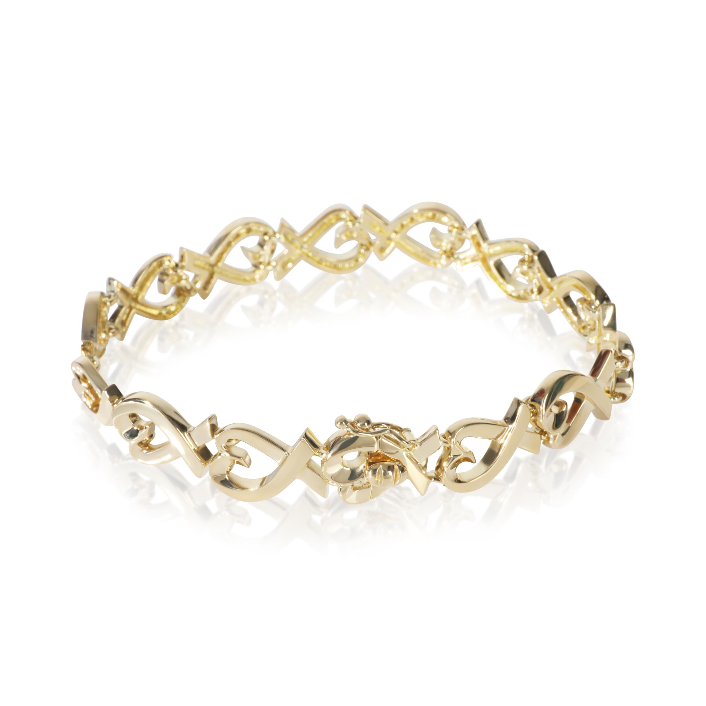 Tiffany & Co. Yellow Gold Diamond Vintage Paloma Picasso Loving Heart Bracelet Excellent état - En vente à New York, NY