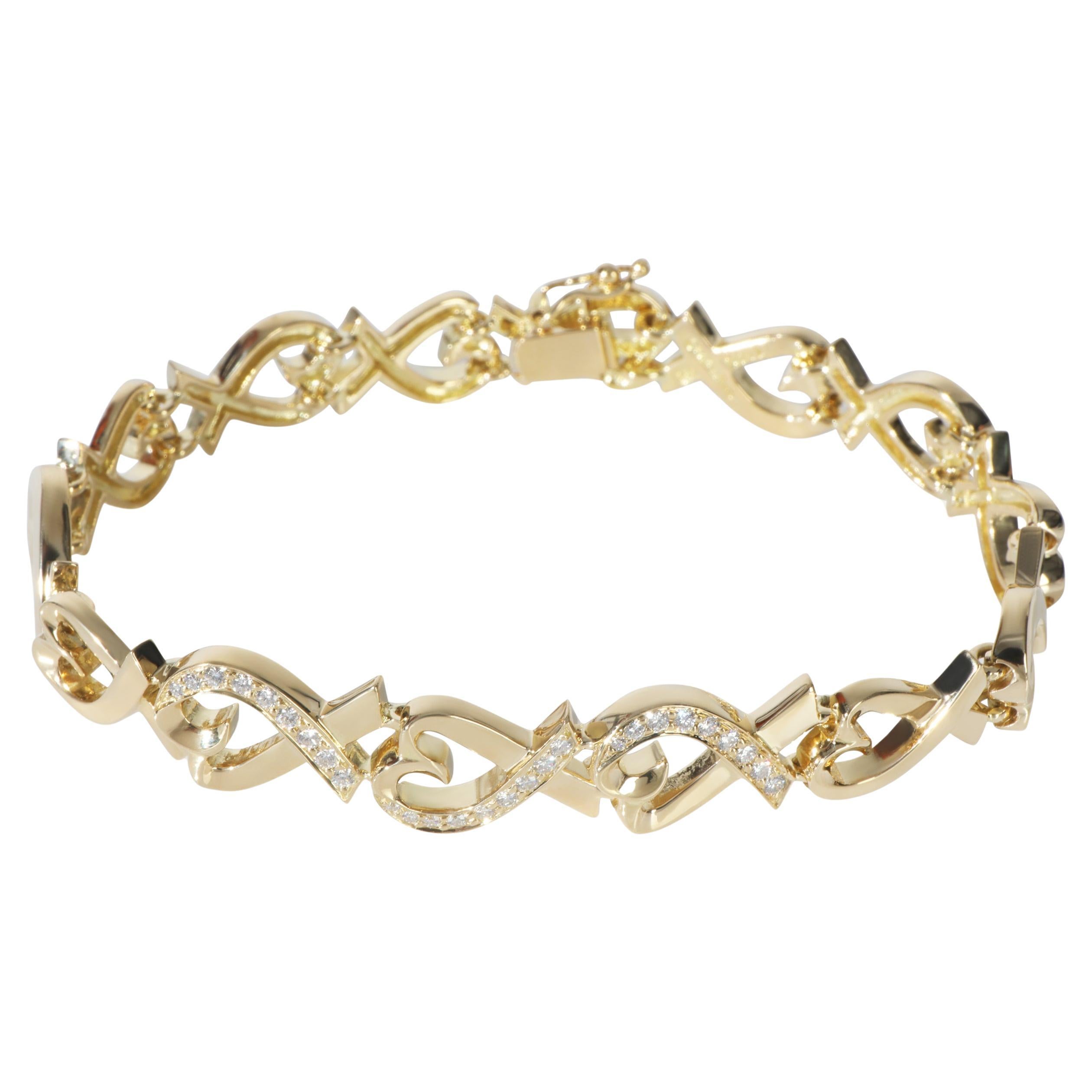 Tiffany 
Co. Yellow Gold Diamond Vintage Paloma Picasso Loving Heart Bracelet en vente