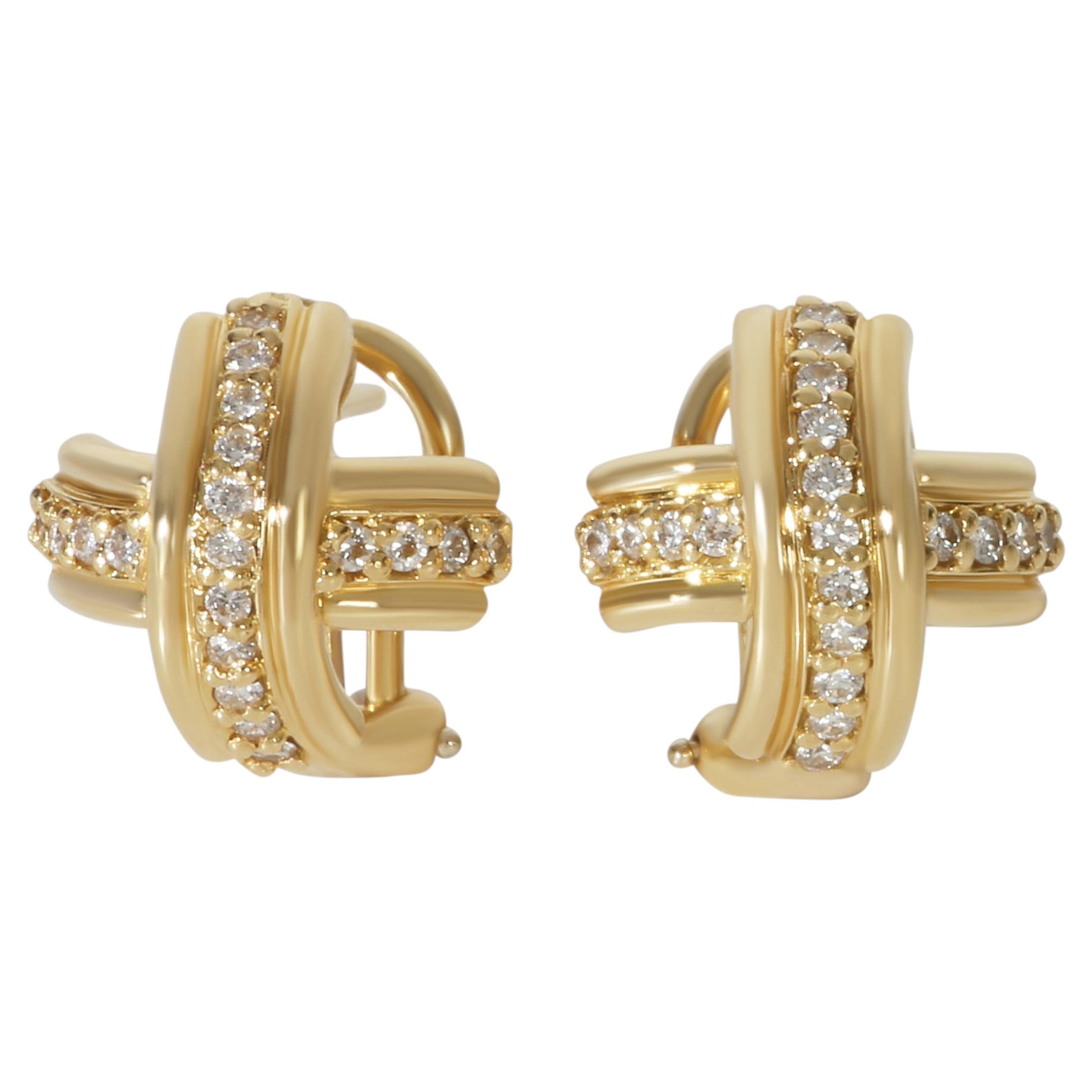 Tiffany & Co. Pendientes «Vintage Signature X» de oro amarillo con diamantes en venta