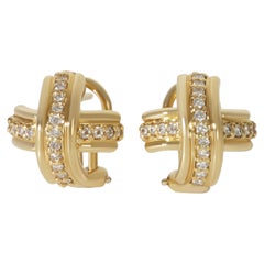 Tiffany & Co. Yellow Gold Diamond Vintage Signature X Earrings