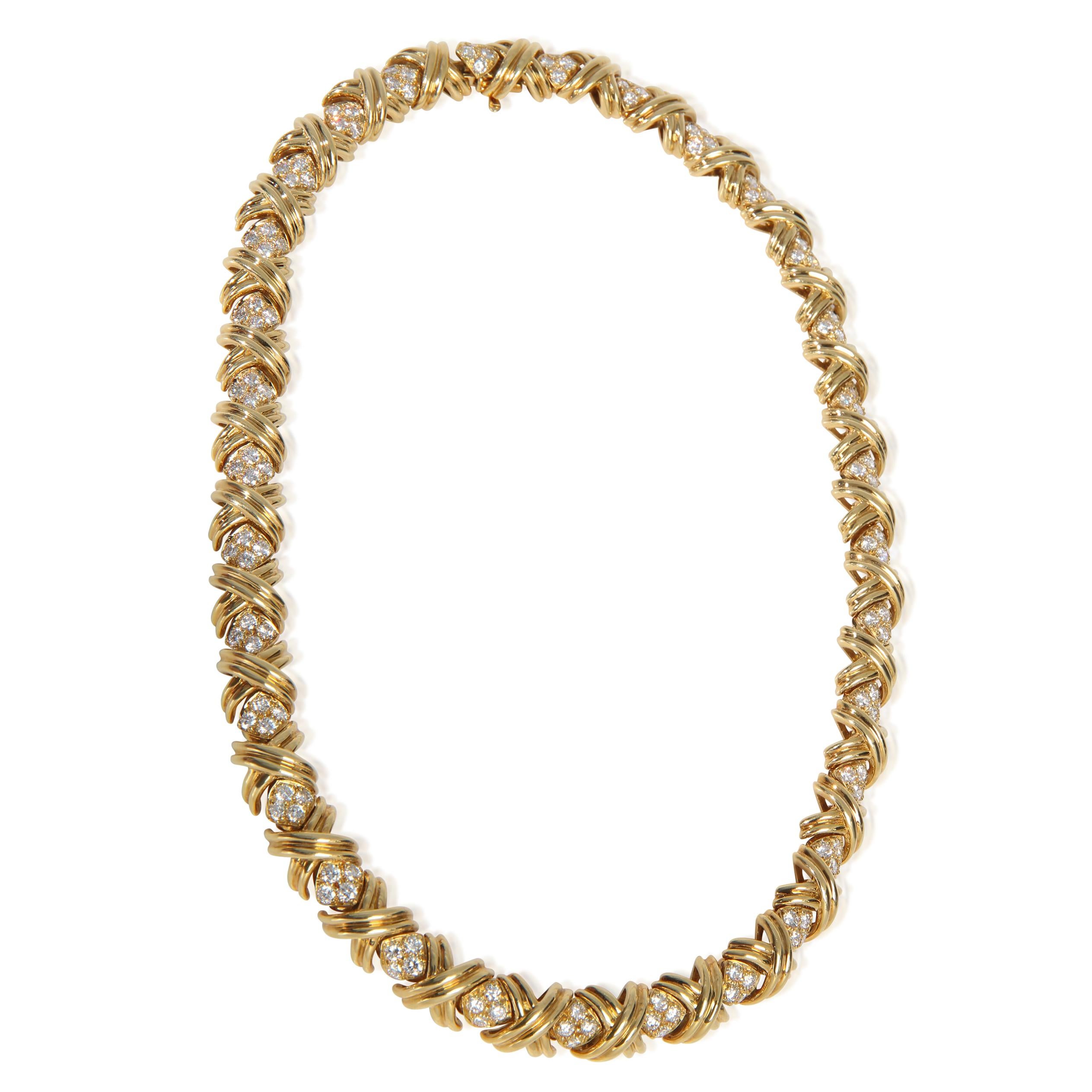 Tiffany and Co. Yellow Gold Diamond X Collection Necklace For Sale at ...