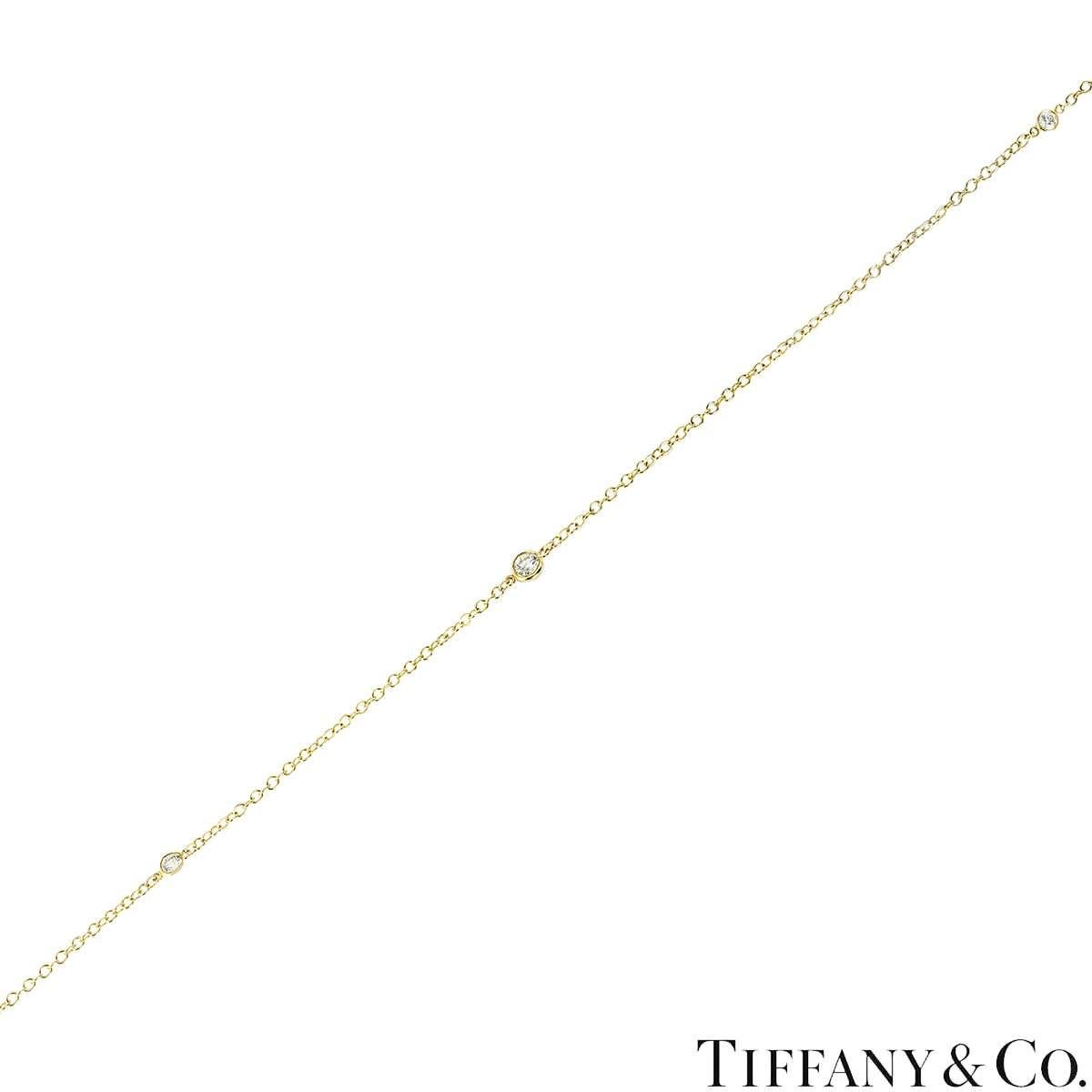 Brilliant Cut Tiffany & Co. Yellow Gold Diamonds By The Yard Elsa Peretti Necklace 10774241 For Sale