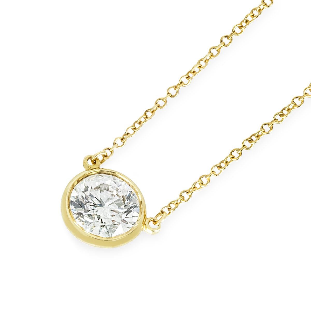 Round Cut Tiffany & Co. Yellow Gold Diamonds By The Yard Pendant 1.20ct H/VVS1 XXX