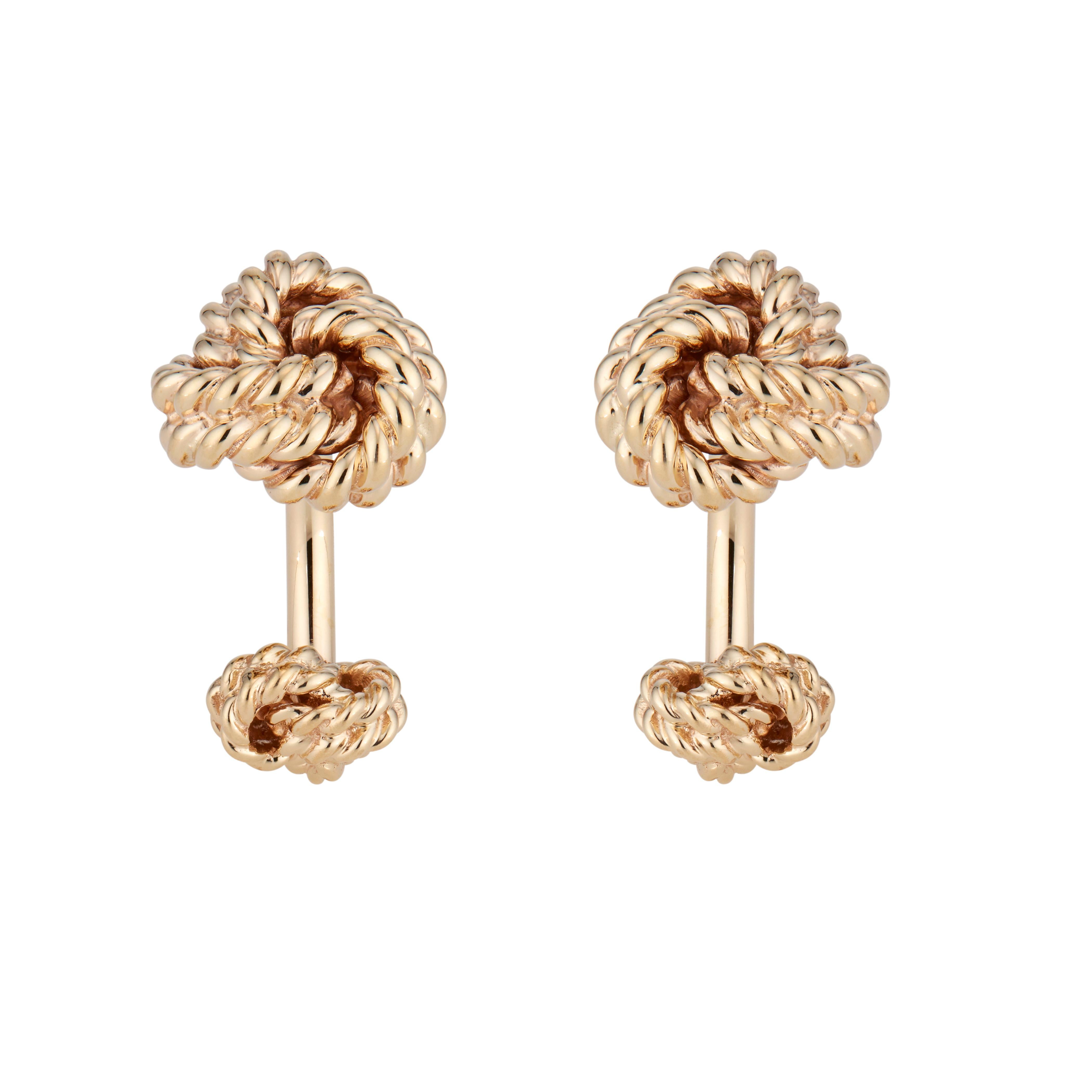 Tiffany & Co. Yellow Gold Double Sided Knot Cufflinks In Good Condition In Stamford, CT