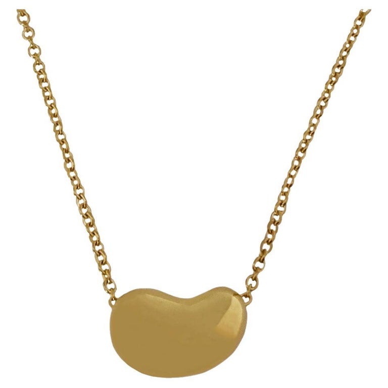 Tiffany and Co. Yellow Gold Elsa Peretti Bean Pendant Necklace For Sale at  1stDibs