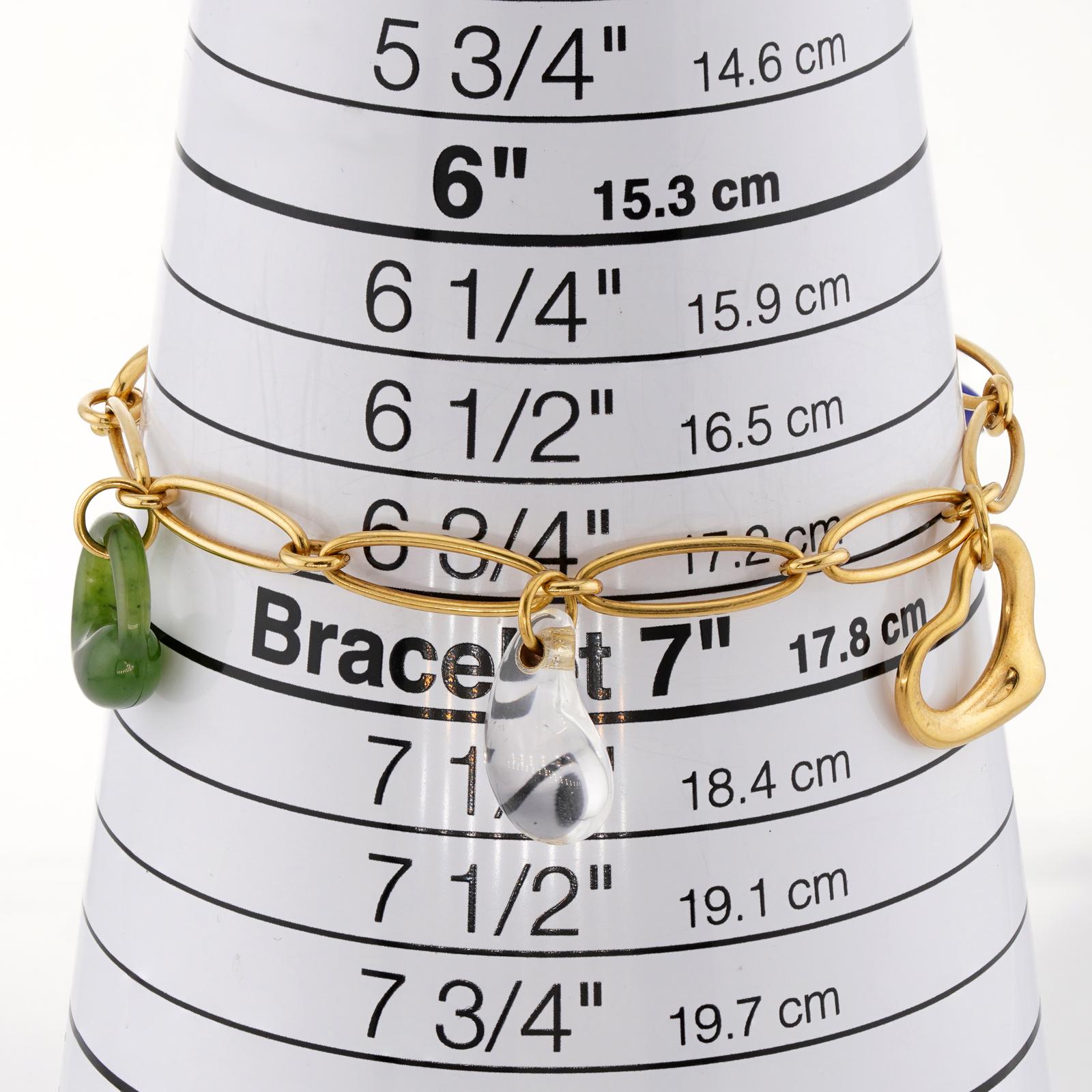 Women's TIFFANY & CO Yellow Gold Elsa Peretti 5 Gemstone Charm Bracelet For Sale