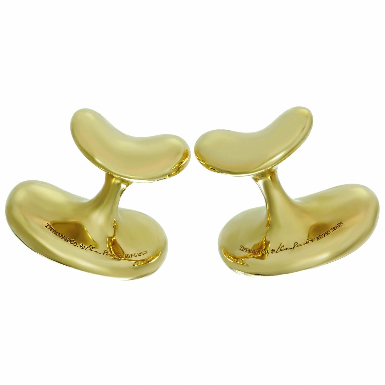 Tiffany & Co. Yellow Gold Elsa Peretti Bean Cufflinks In Excellent Condition In New York, NY