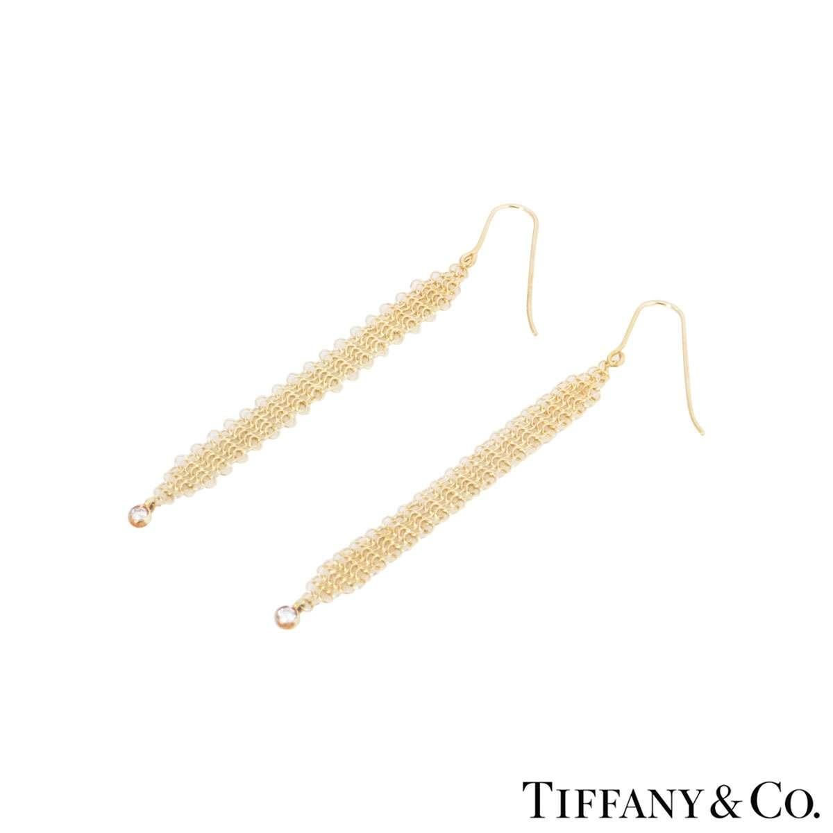 Tiffany & Co. Yellow Gold Elsa Peretti Mesh Diamond Earrings im Zustand „Hervorragend“ in London, GB