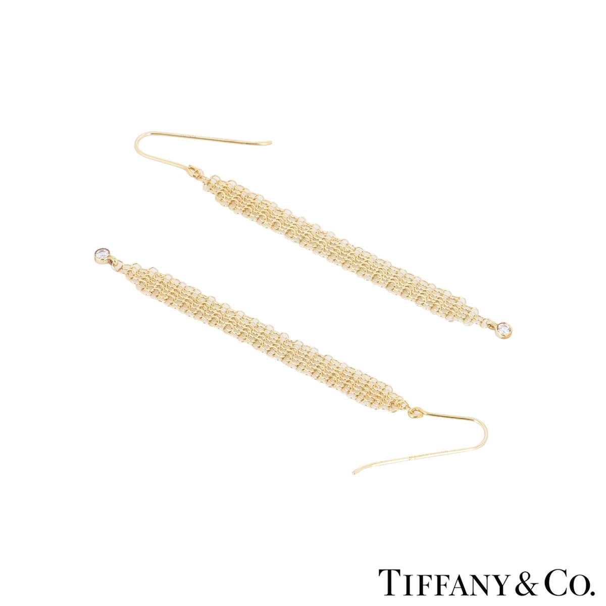 Tiffany & Co. Yellow Gold Elsa Peretti Mesh Diamond Earrings Damen