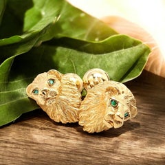 Tiffany & Co. Yellow Gold Emerald Lion Cufflinks