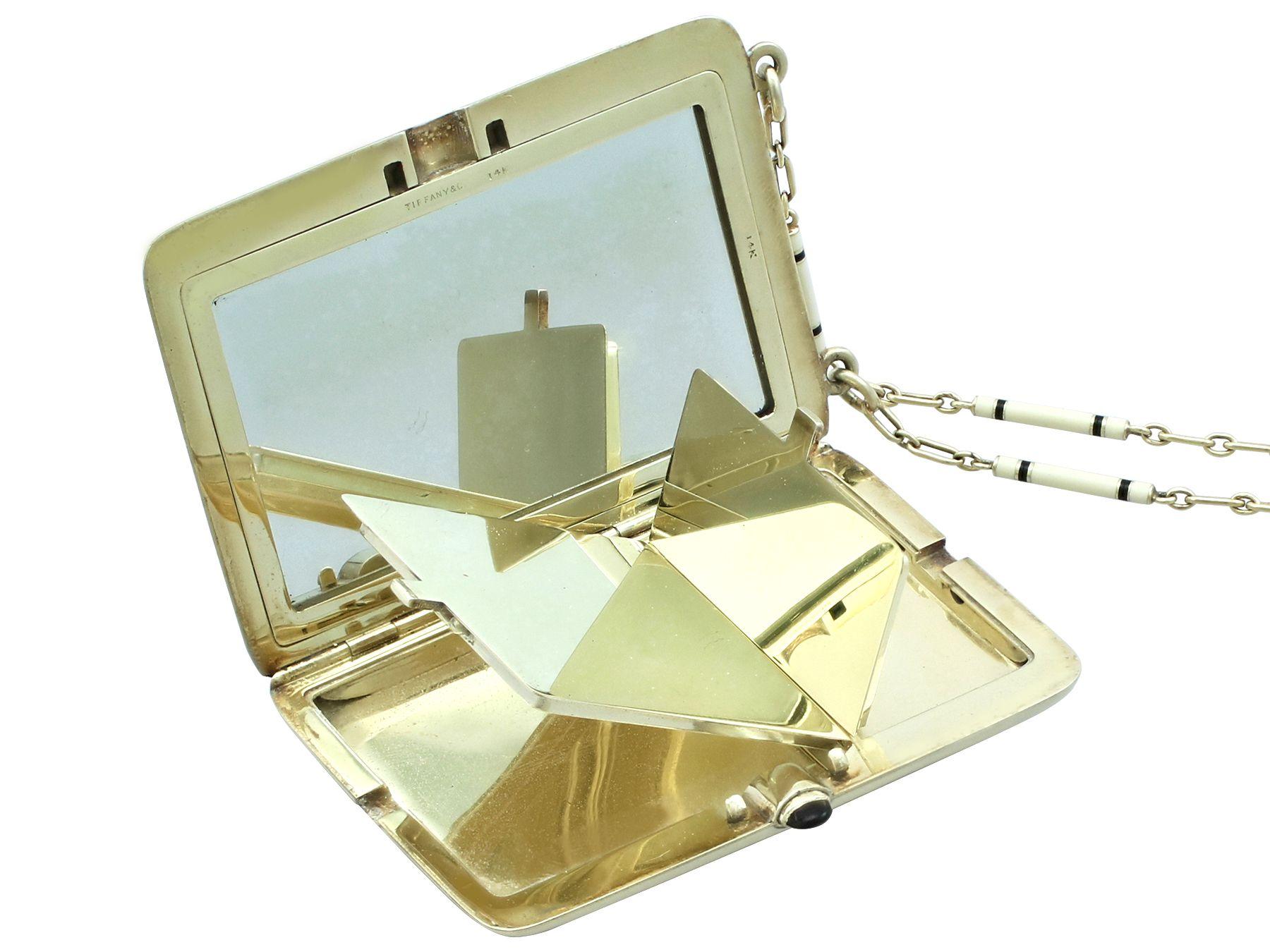 Tiffany & Co. 14 Carat Yellow Gold, Enamel and Diamond Compact  For Sale 6
