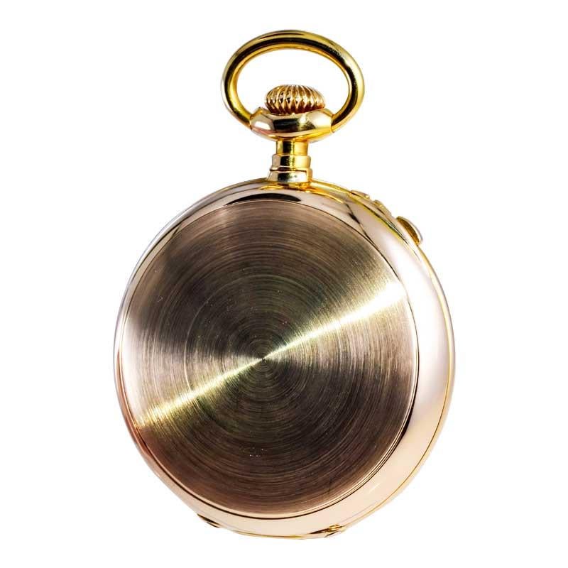 Women's or Men's Tiffany & Co. Yellow Gold Enamel Dial Split Seconds Chronograph For Sale