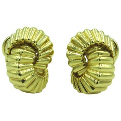 Tiffany & Co., Yellow Gold Fluted Knot Earrings