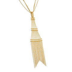 Tiffany & Co Yellow Gold Fringe Tower Drop Pendant Necklace