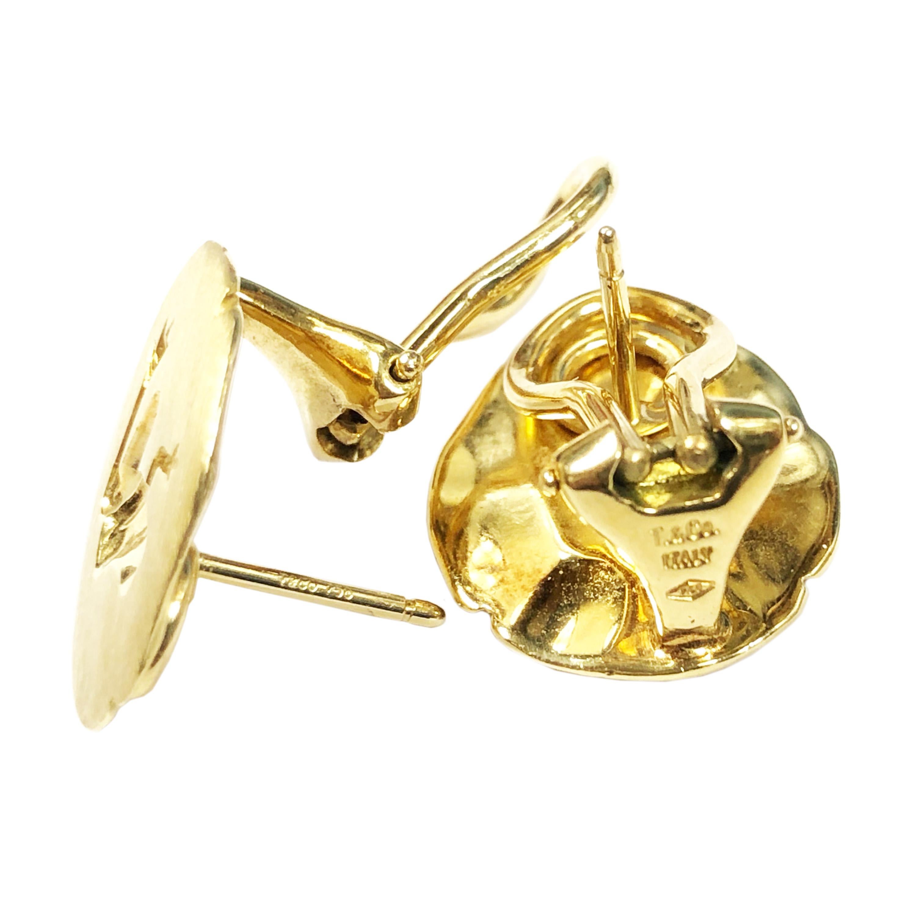 Tiffany & Co. Gelbgoldener Frosch auf Lillipad-Ohrringen im Zustand „Hervorragend“ in Chicago, IL