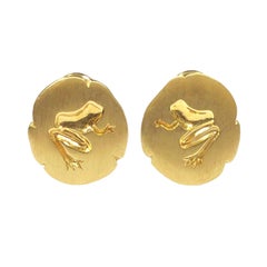 Tiffany & Co. Gelbgoldener Frosch auf Lillipad-Ohrringen