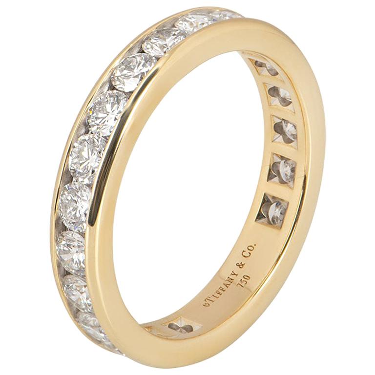 Tiffany & Co. Yellow Gold Full Diamond Eternity Band Ring 1.89 Carat