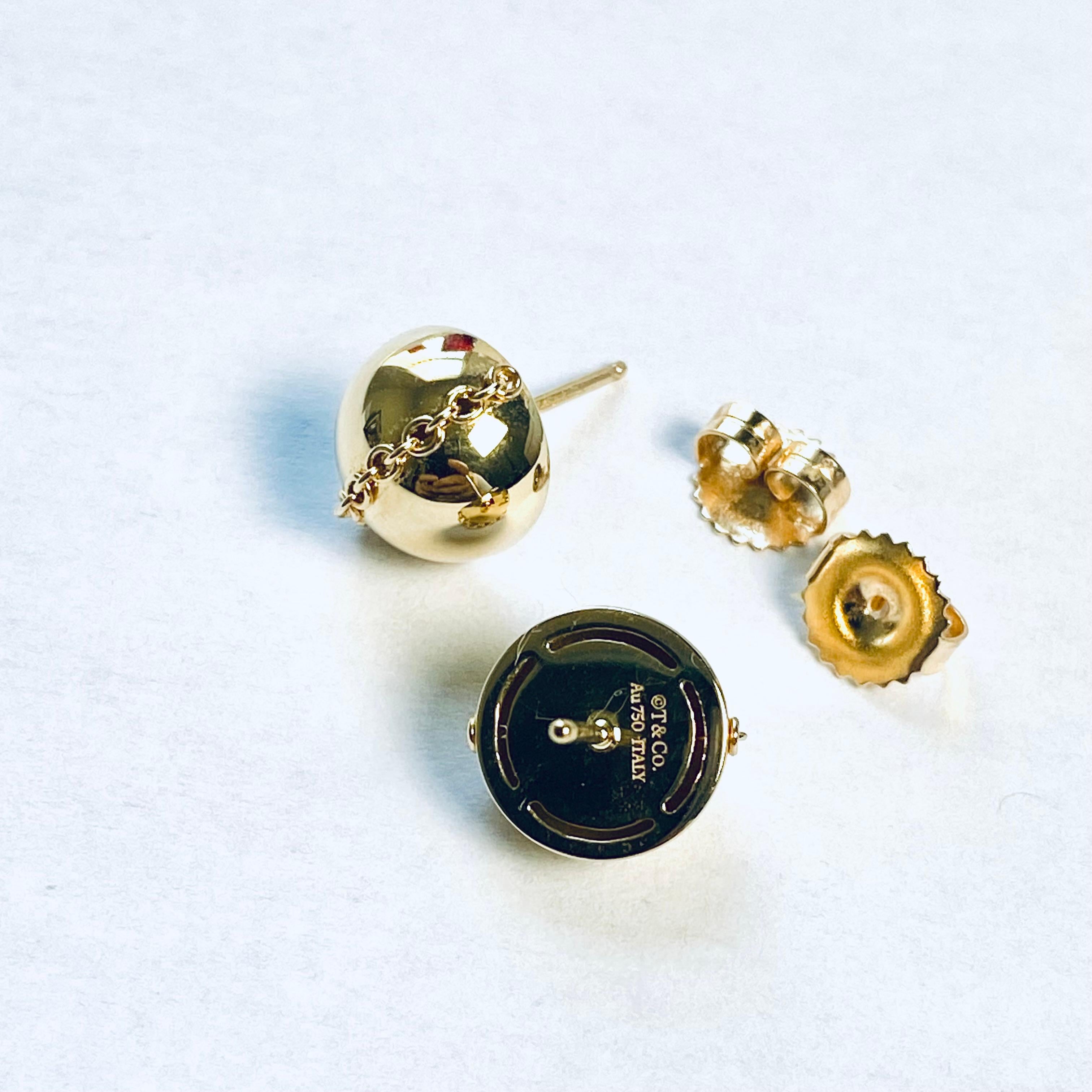 Tiffany Co. 18 Karat Yellow Gold HardWear Ball Linked Chain 0.40 Inch Earrings 3