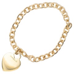 Tiffany & Co Yellow Gold Heart Tag Charm Bracelet 
