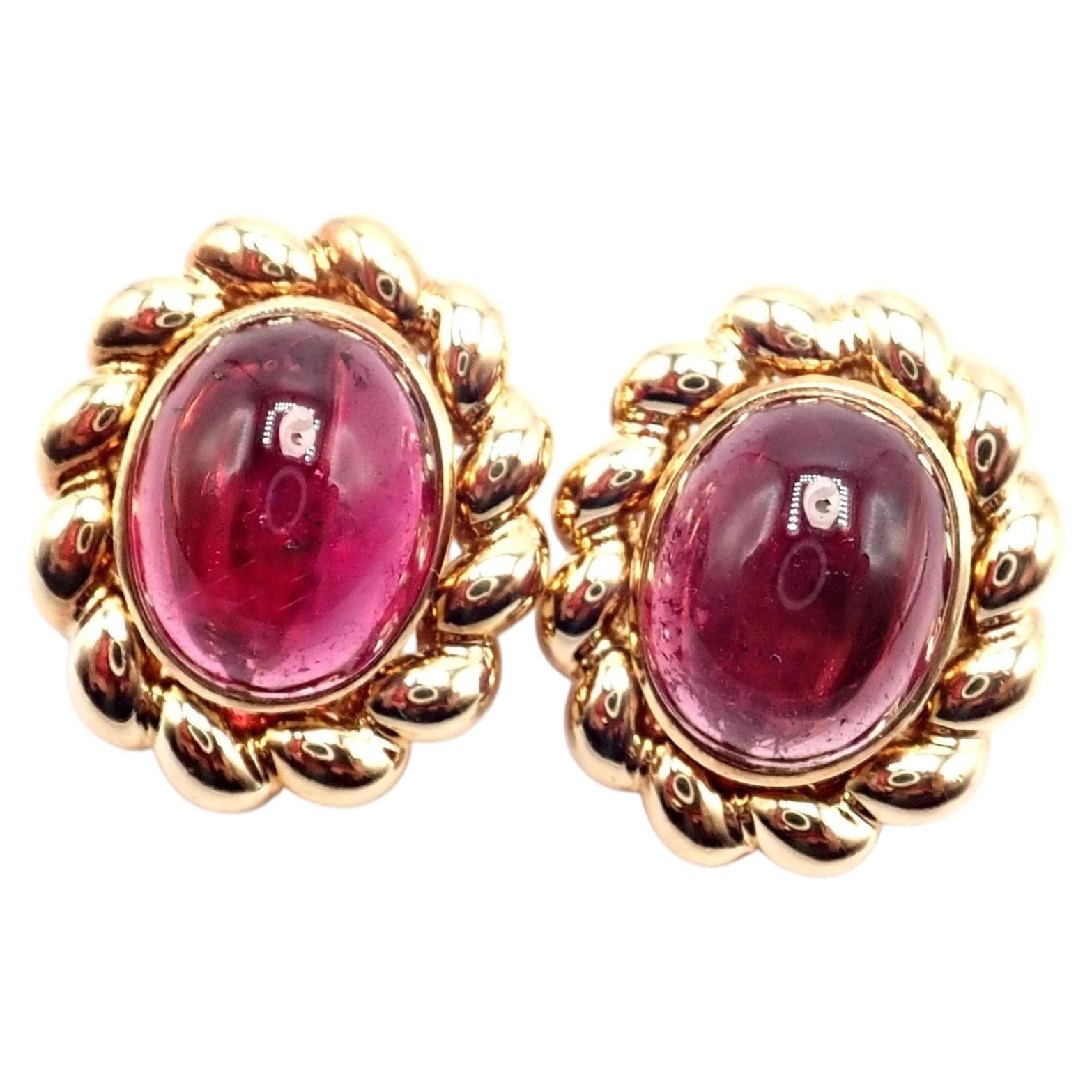 Pendientes grandes de oro amarillo con turmalina rosa de Tiffany & Co
