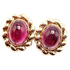 Tiffany & Co Yellow Gold Large Pink Tourmaline Earrings