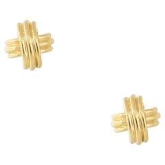 Tiffany & Co. Yellow Gold Large X Earrings 18 Karat In Stock
