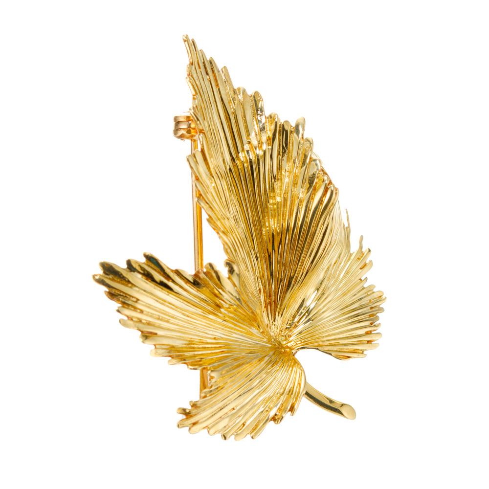 vintage gold leaf brooch