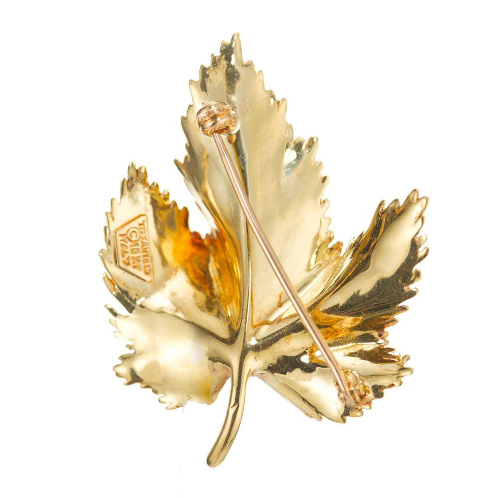 vintage gold leaf brooch