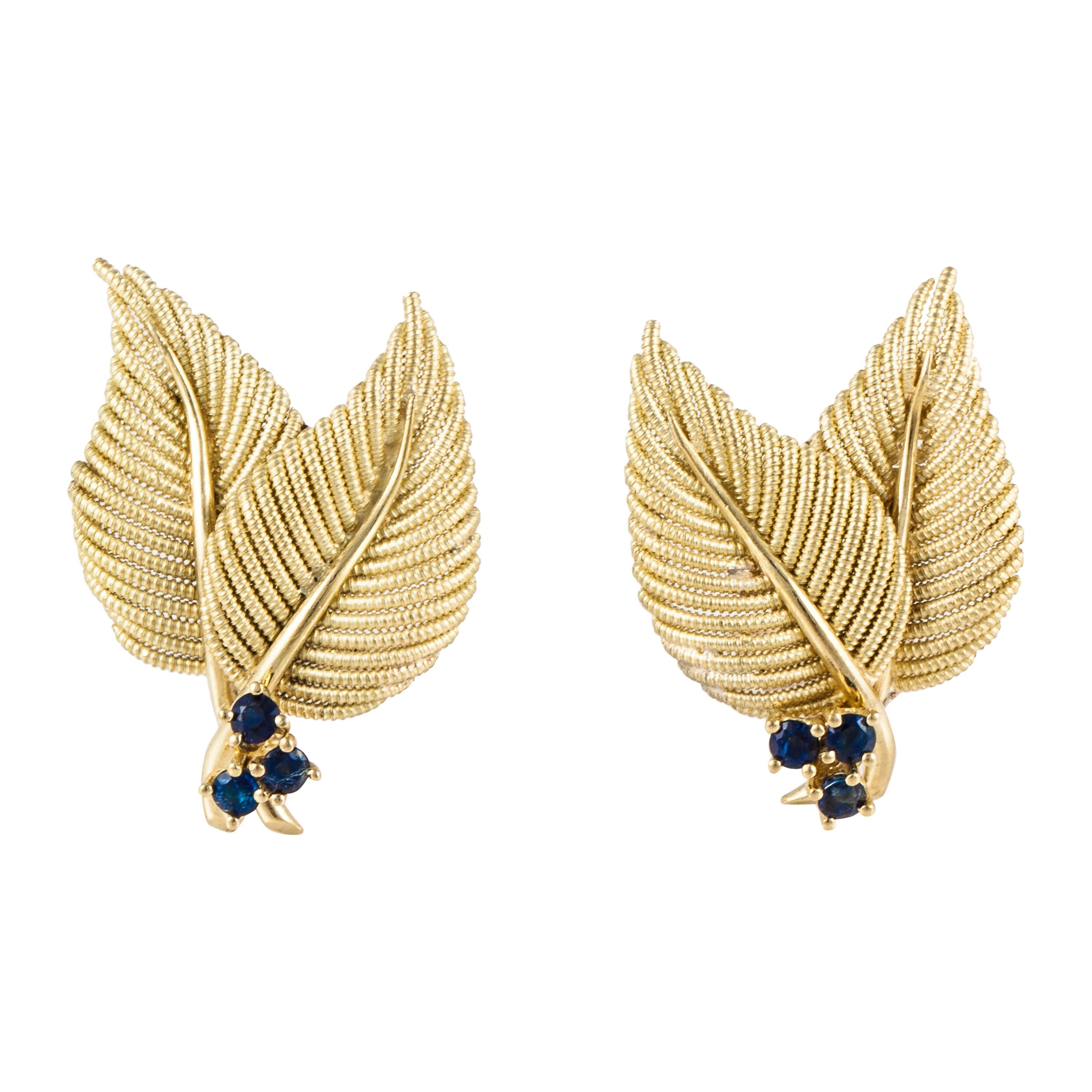 Tiffany and Co. Yellow Gold Shell Earrings at 1stDibs