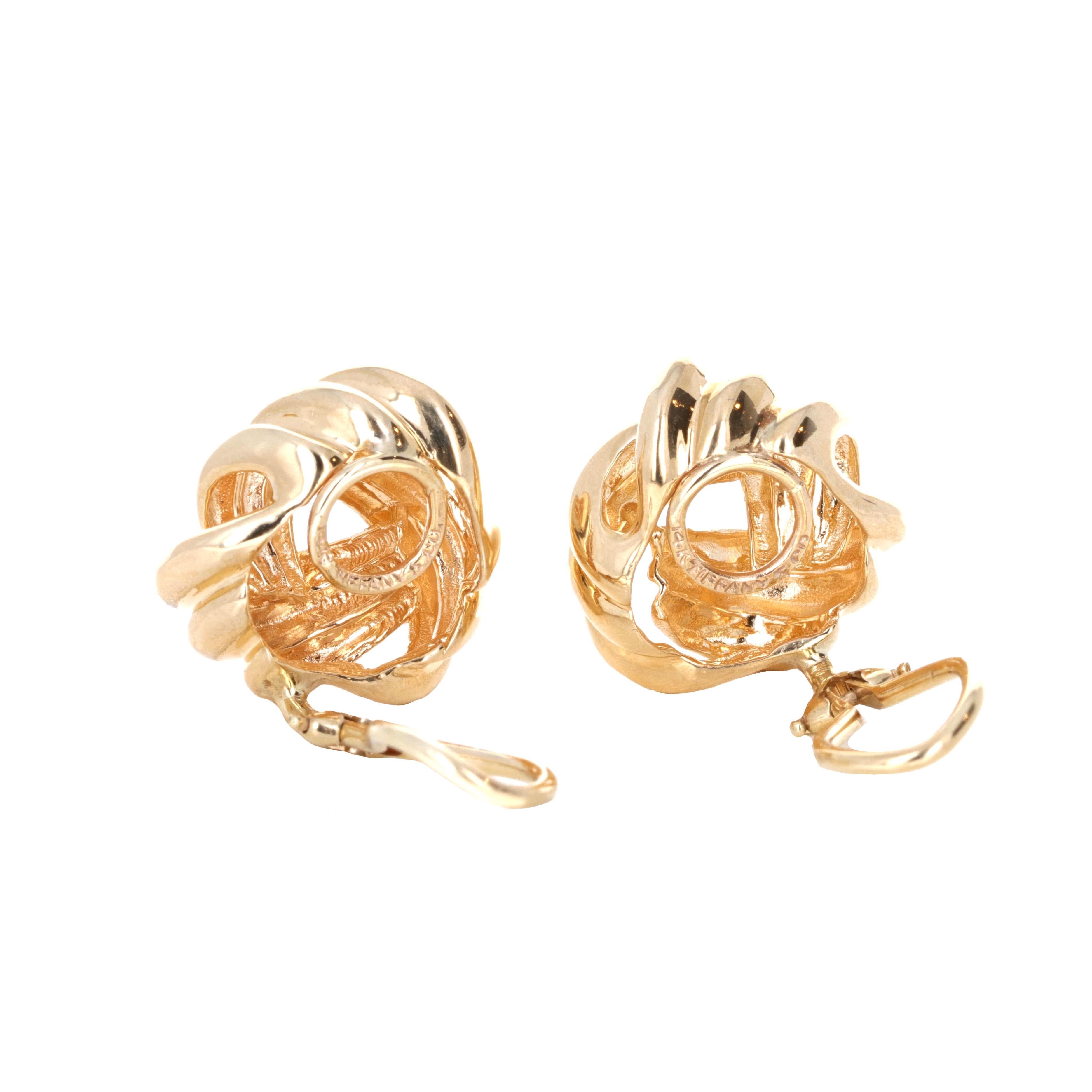Modern Tiffany & Co. Yellow Gold Love Knot Earrings
