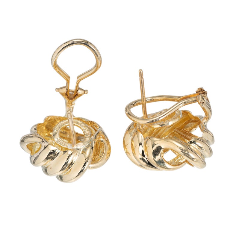 Tiffany and Co. Yellow Gold Love Knot Earrings at 1stDibs