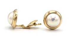 Tiffany & Co. Yellow Gold Mabe Pearl Dome Lever Back Earrings