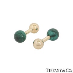 Tiffany & Co. Yellow Gold Malachite Ball Cufflinks