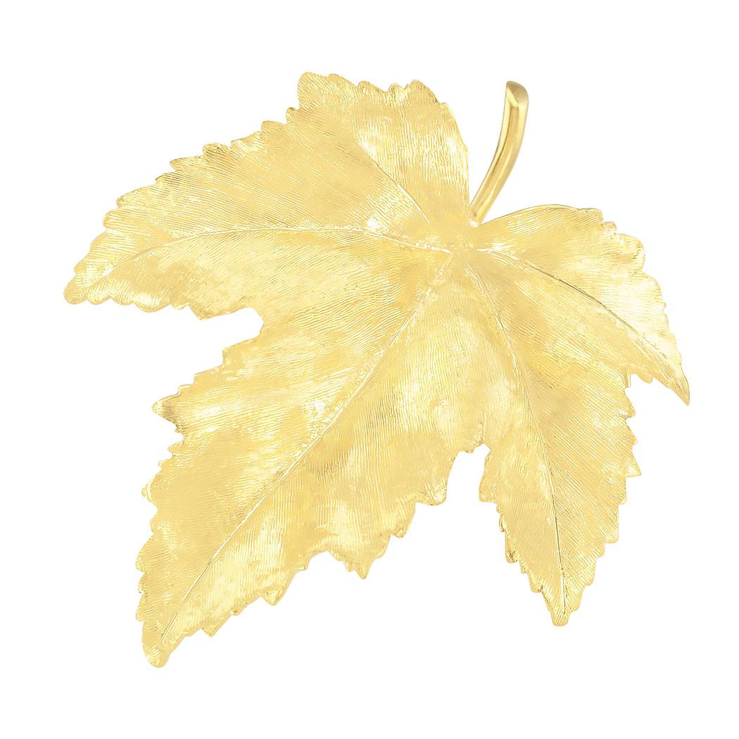 Modern Tiffany & Co. Yellow Gold Maple Leaf Brooch