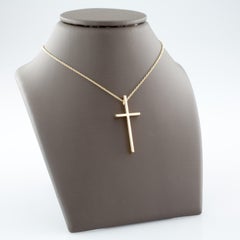 Tiffany & Co. Yellow Gold Metro Cross Pendant with Chain Box and Pouch