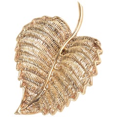 Tiffany & Co. Yellow Gold Midcentury Wire Leaf Brooch