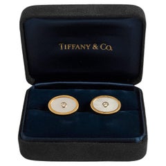 Tiffany & Co Yellow Gold, Mother of Pearl, Diamond Centre Cufflinks.