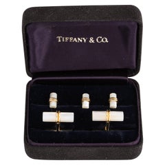 Tiffany & Co. Yellow Gold Mother of Pearl Men's Cufflinks and Dress Studs Set