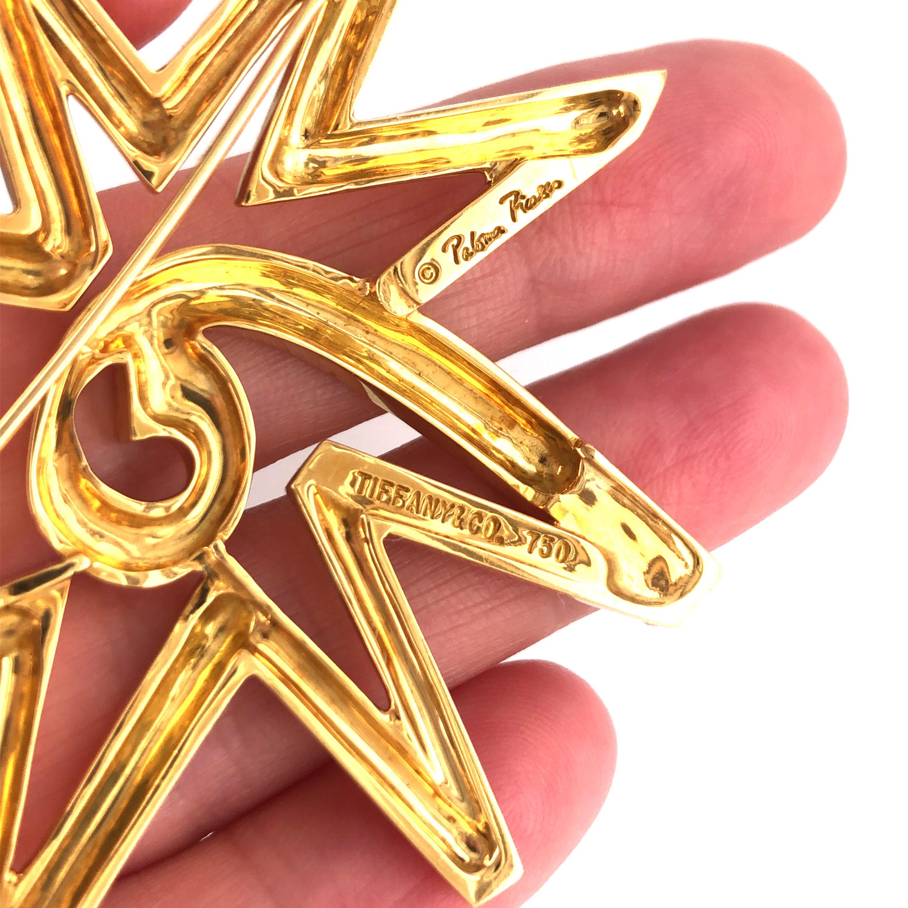 Spilla Paloma Picasso for Tiffany & Co. in oro giallo In condizioni ottime in vendita a Dallas, TX