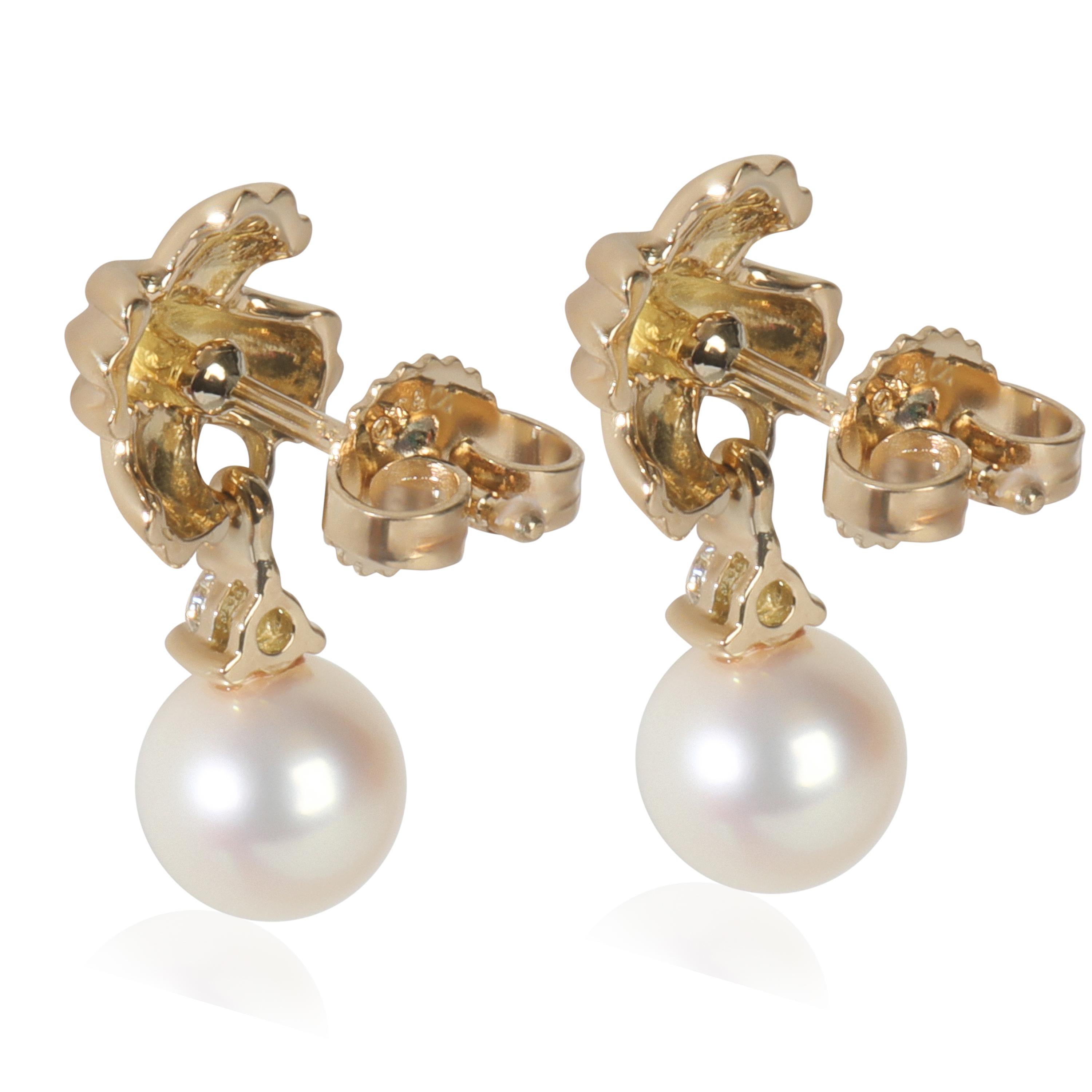 Tiffany & Co. Yellow Gold Pearl and Diamond Signature X Earrings im Zustand „Hervorragend“ im Angebot in New York, NY