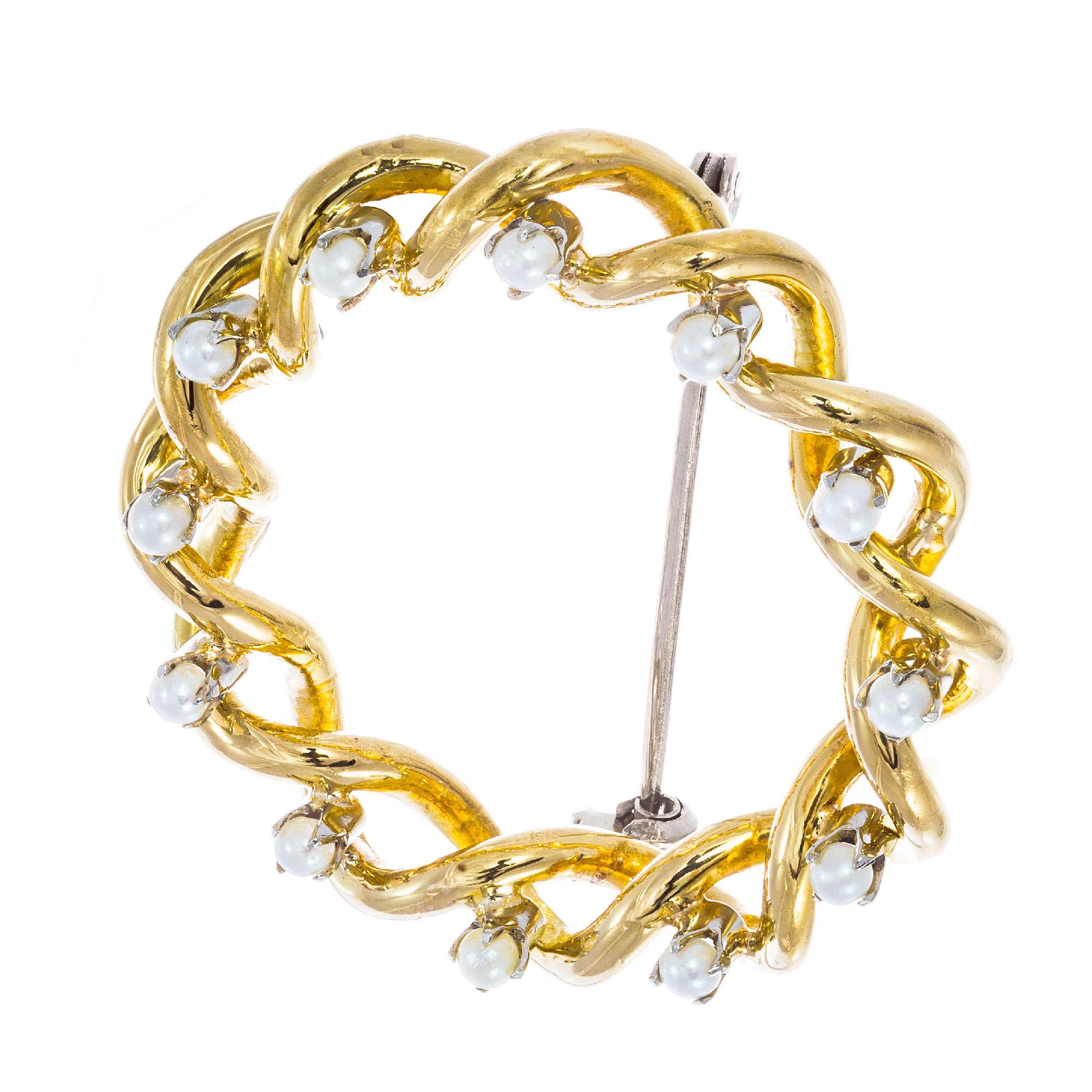 Tiffany & Co. Gelbgold-Perlenbrosche Damen