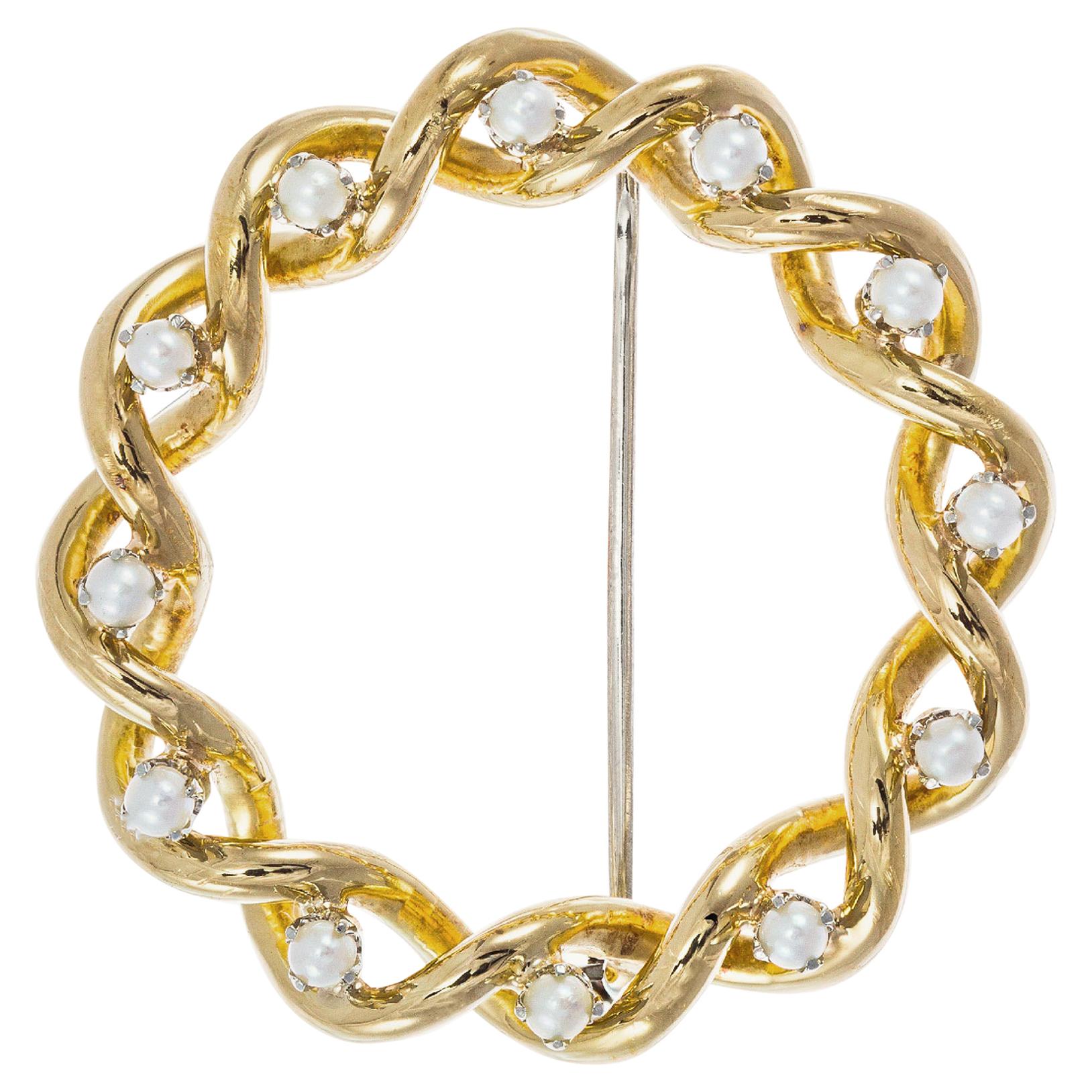 Tiffany & Co. Yellow Gold Pearl Brooch